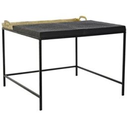 NIYLO Mesa centro bandeja de acero y aluminio dorado 61x61x49 cm