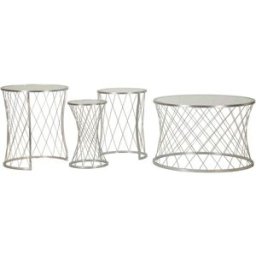 Mauro Ferretti Mesas de metal plateado cm ø 70x45-47x54,5-36x50-28x45