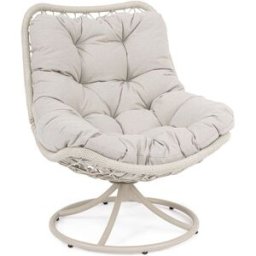 Konte.Design Sillón giratorio de jardín en color beige claro con trenzado de fibra