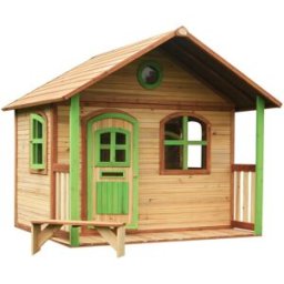 Axi Casita infantil con ventanas y porche, de madera fsc, marrón/verde