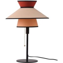 Alpinaluz Lámpara de mesa retro francesa d40 cm e27, pantalla textil