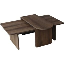 Calicosy Juego de 2 mesas de centro, asimétricos l105 cm - nogal
