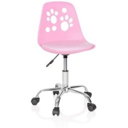 hjh OFFICE Silla giratoria para niños piel sintética rosa