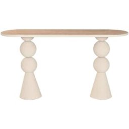 NIYLO Consola de acero y madera natural 150x45x80 cm