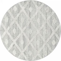 STUDIO DECO Alfombra bohemia redonda con relieve en blanco marfil 160x160cm