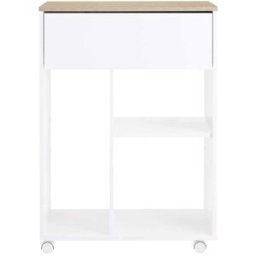 SoBuy Mesa de impresora con ruedas, color blanco, 63 x 83 x 42 cm