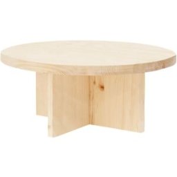 Decowood Mesa de centro redonda de madera maciza acabado natural de ø80x33,2cm