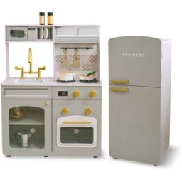 Teamson Cocina Infantil Modular de Madera Blanca con Frigorífico, 92cm, Verde