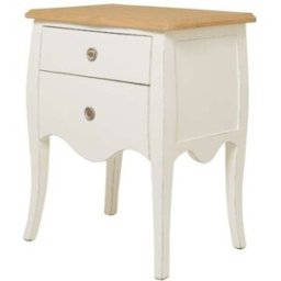 Wabi Home Mesita de noche de madera tintada en blanco 52x64cm