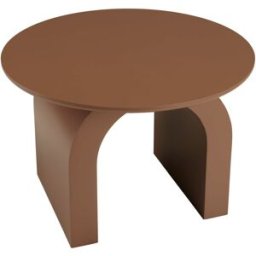 MACABANE Mesa baja redonda de madera lacada en terracota d60 cm