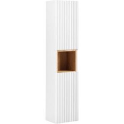 Petits meubles Columna de pared 2 puertas paneles de melamina y mdf blanco y madera