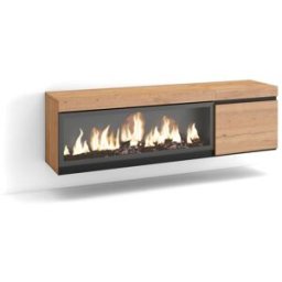 Skraut home Mueble tv efecto madera roble 158x35x45cm chimenea efecto fuego