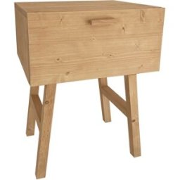 NATYAL Mesita de noche de madera maciza con cajón en tonos claros 45cm