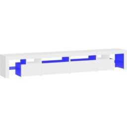Maison Chic Mueble tv con luces LED madera blanco 260x36,5x40 cm
