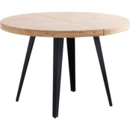 Mathi Design Mesa redonda extensible de roble claro y acero negro d120