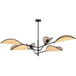 Wonderlamp Lámpara colgante orientable con 6 pantallas de ratán natural
