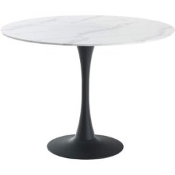 ORESTELUCHETTA Mesa redonda de cristal templado con acabado mármol cm. Al.75 x ø.90