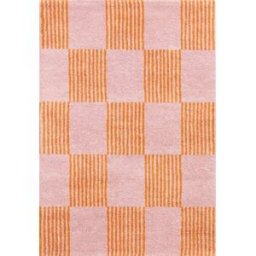 Nazar Alfombra vintage estilo años 70 cuadros a rayas naranja - 120x160