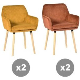Meubles Cosy Conjunto de 4 sillas tela a rallos estilo escandinavo multicolor