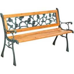 Tectake Banco jardín, madera y hierro fundido, resistente, marrón 124x52x74cm