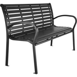 Tectake Banco de jardín 3 plazas carga 200 kg 126 x 62 x 81.5 cm negro