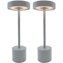 LUMISKY Juego de 2 lámparas de mesa inalámbricas gris h30cm