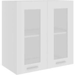 Maison Chic Armario colgante vidrio y madera ingeniería blanco 60x31x60 cm