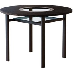 MODFU Mesa redonda 100 cm inserto vidrio estante metal, negro