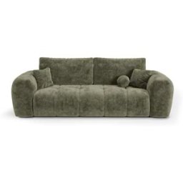 Premium Interiors Sofá cama con baúl 4 plazas terciopelo gofrado verde vintage