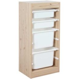 sweeek Estantería infantil con 4 cubos de almacenaje, natural