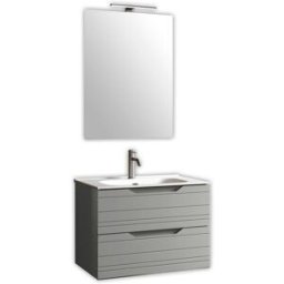 AQA DESIGN Mueble de baño con espejo de 4 piezas en mdf gris