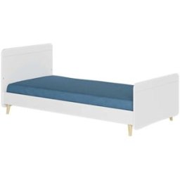 ID Kids Cama infantil con patas y colchón madera maciza blanco 90x190 cm