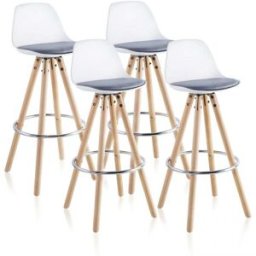 duehome Pack 4 taburetes altos 96x41 cm pvc blanco - gris