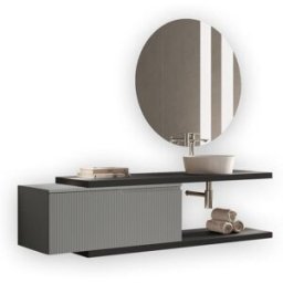 AQA DESIGN Mueble de baño 5 piezas en mdf antracita/gris mate