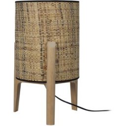Tosel Lámpara de mesa madera natural pantalla jute