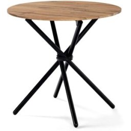 Urban Meuble Mesa de comedor 80*80 redonda efecto madera patas cruzadas redondas
