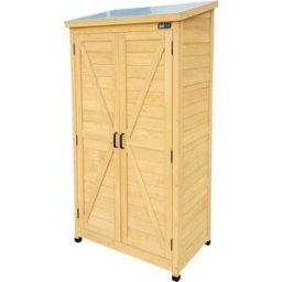 Axi Armario de jardín, 3 estantes, de madera fsc, marrón, 85 x 52 x 174 cm