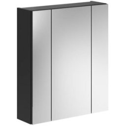 ebuy24 Mueble espejo baño linus 3 puertas color negro