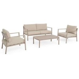Konte.Design Set salón jardín: 2 sillones, sofá 2 plazas y mesa baja