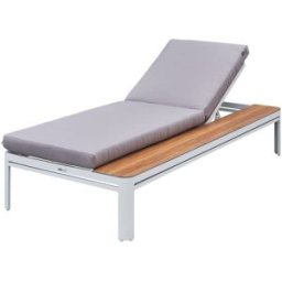 Axi Tumbona de jardín ajustable, mesa de aluminio/madera, gris