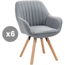 Meubles Cosy Conjunto de 6 sillas comedor giratorias brazos escandinavo gris