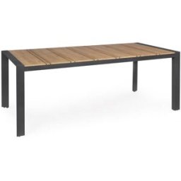 Konte.Design Mesa de jardín con tablero efecto teca y patas antracita