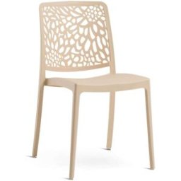 Beobeo Set de 4 sillas de jardín apilables en resina crema
