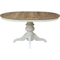 Robin des Bois Mesa redonda de roble con 1 extensión para 4/6 cubiertos blanco