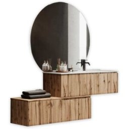 AQA DESIGN Mueble de baño bañera derecha 4 piezas en mdf roble
