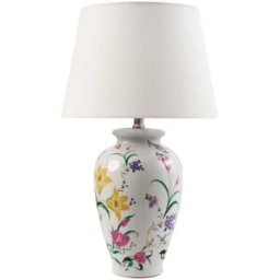 Beliani Lámpara de mesa porcelana blanco