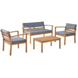 sweeek Conjunto de jardín de madera de acacia, 4 plazas, gris