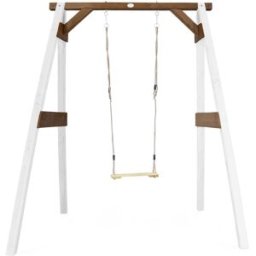 Axi Columpio individual con estructura de madera fsc, blanco/marrón