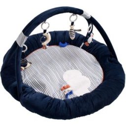 Sauthon Alfombra de terciopelo azul con rayas marineras