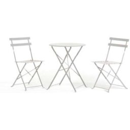 Fuori Conjunto de balcón plegable en metal con mesa redonda gris